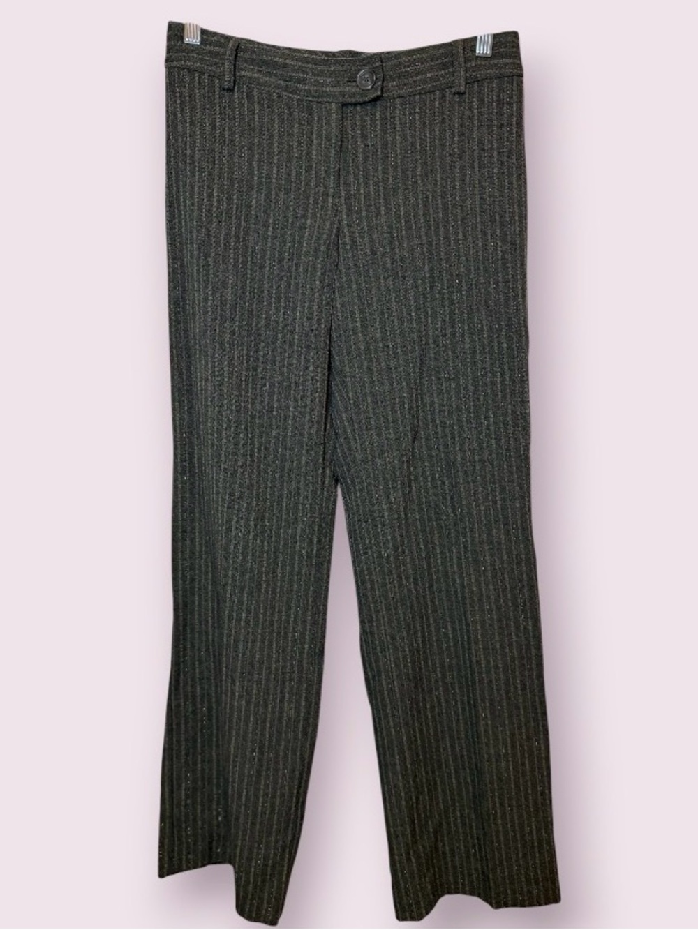 Cabi Madeline Career Trousers Subtle Metallic Detail Charcoal Brown Wide Leg 4